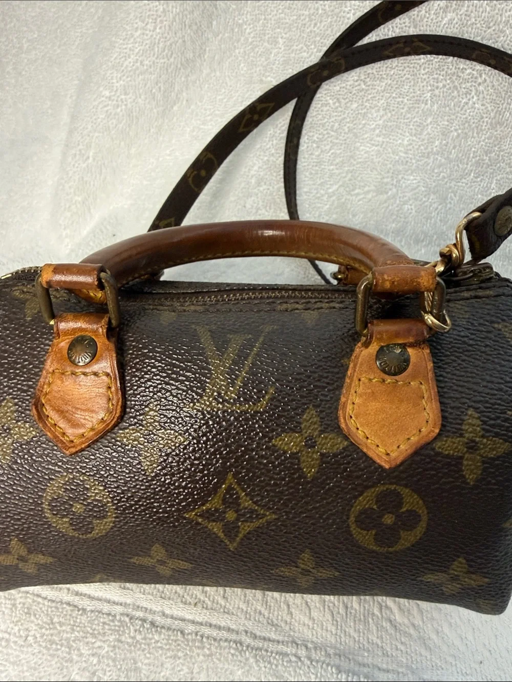 Louis Vuitton Mini Speedy Satchel and Authentic Louis Vuitton strap